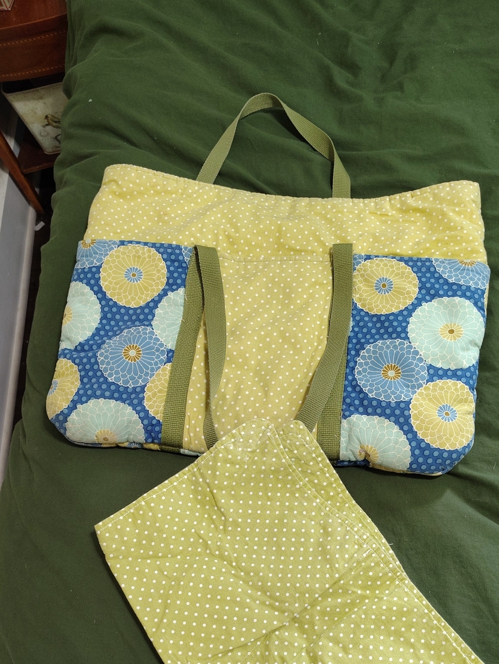 Large Handmade Washable Diaper Tote With Matching Changing Mat